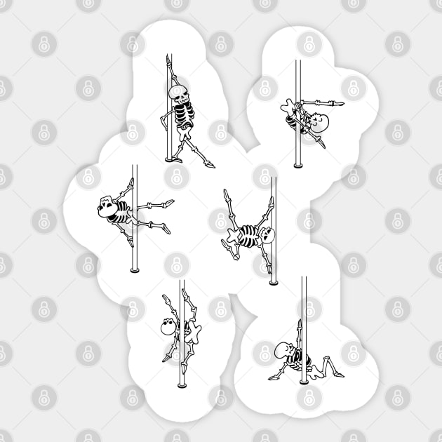 Skeleton Pole Dancing Club Sticker by huebucket